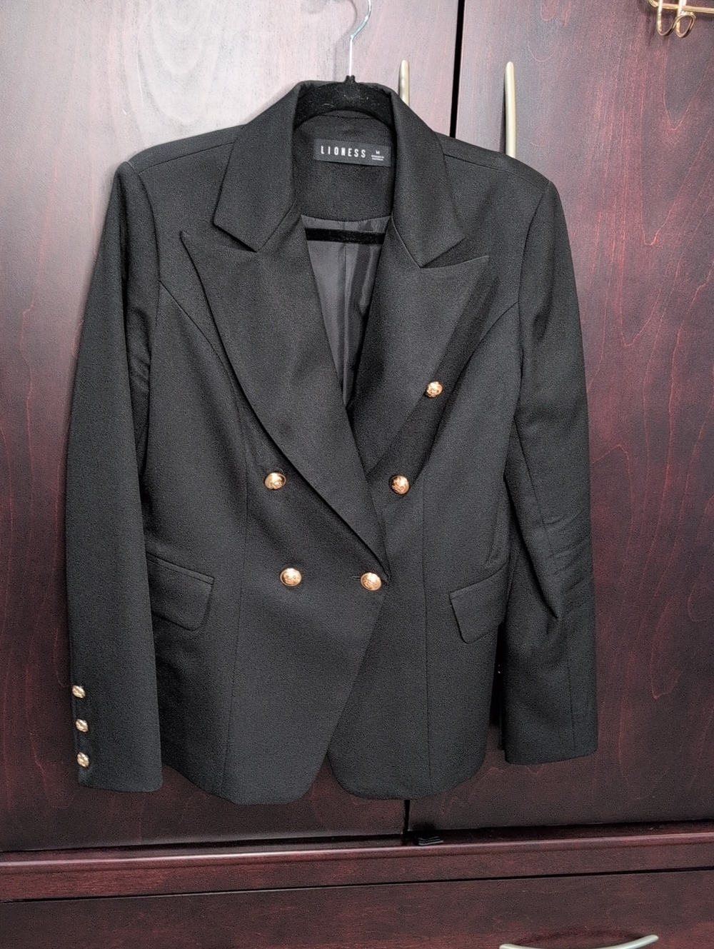 Lioness Black Double-Breasted Blazer Jacket M